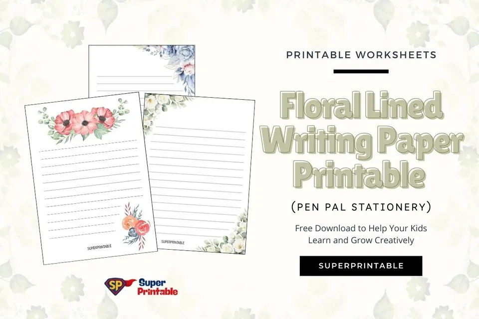 Floral Lined Writing Paper Printable (Pen Pal Stationery) Feature Image
