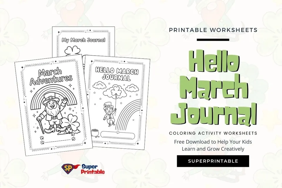Hello March Journal Coloring Activity Worksheets Feature Image