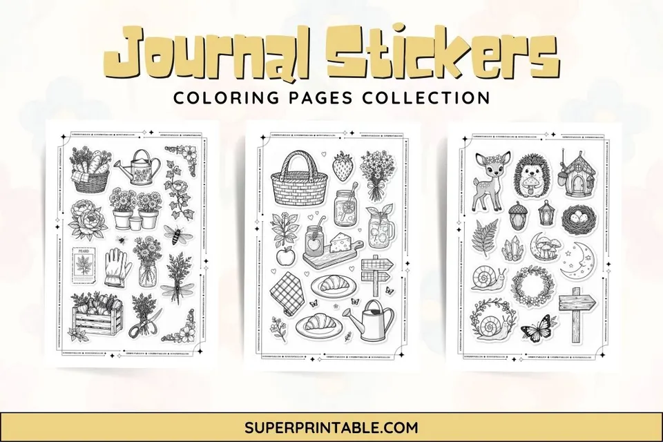 Journal Stickers Coloring Pages Feature Image