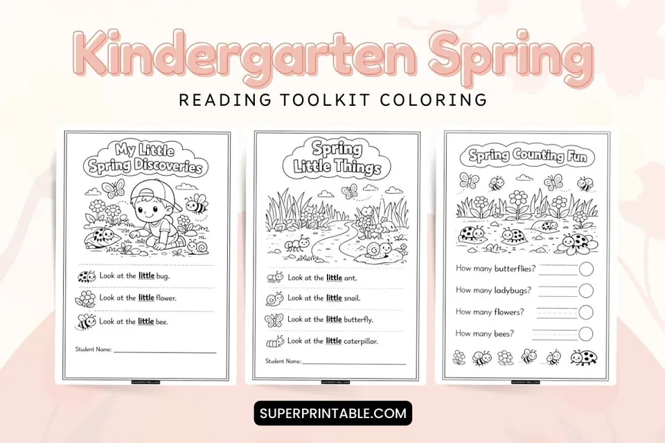Kindergarten Spring Reading Toolkit Coloring Feature Image