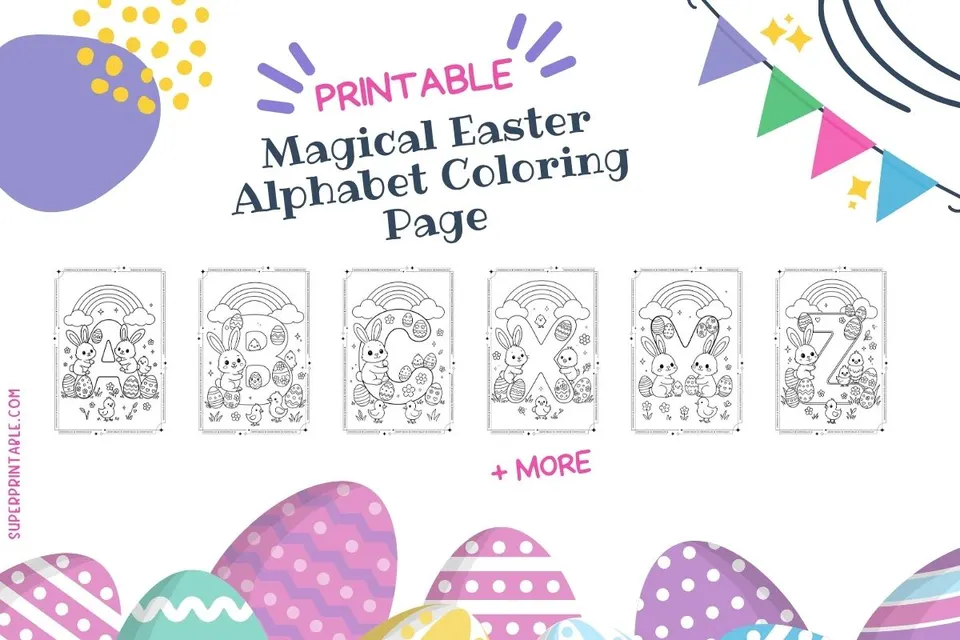Magical Easter Alphabet Coloring Page