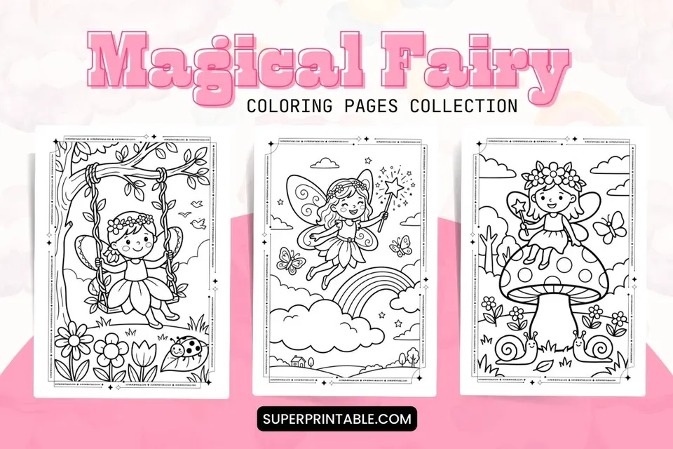 Magical Fairy Coloring Pages for Kids Feature Image