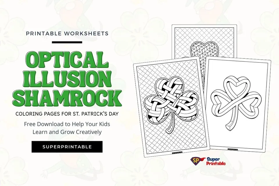Optical Illusion Shamrock Coloring Pages for St. Patrick's Day Feature Image