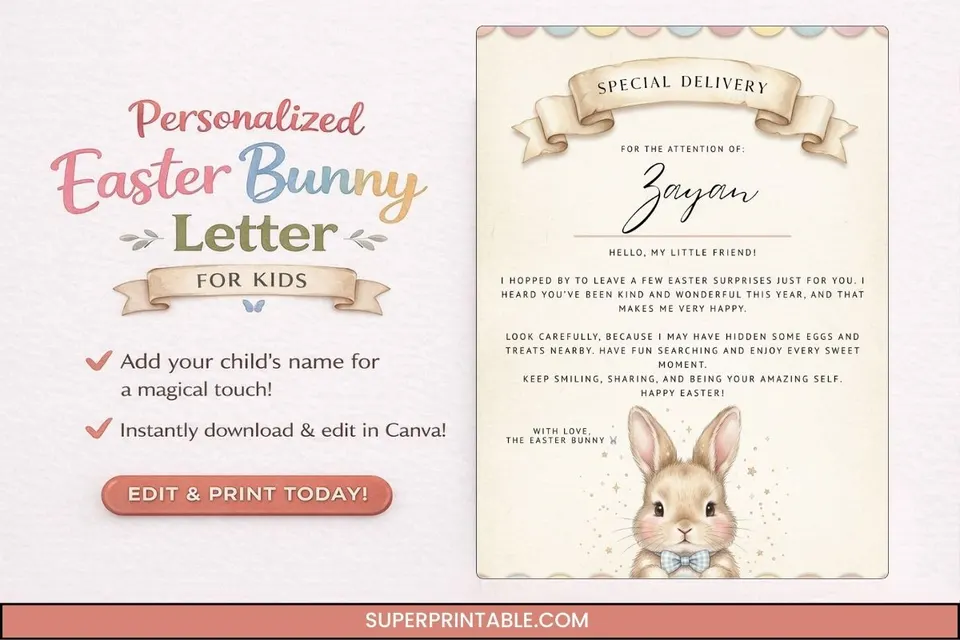 Personalized Easter Bunny Letter For Kids Feature Image