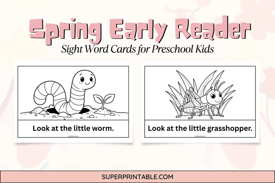 Spring Early Reader Sight Word Cards for Preschool Kids Feature Image