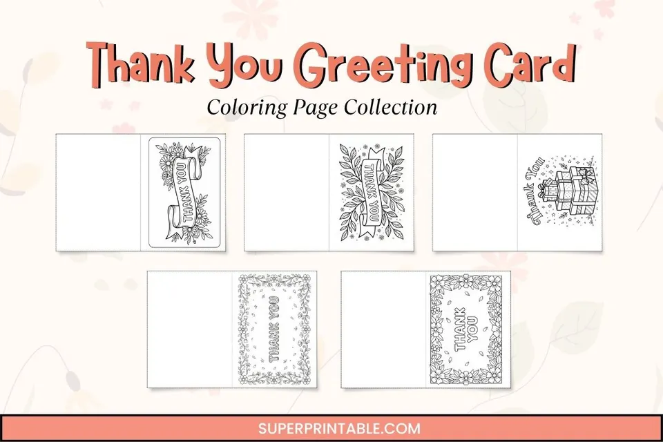 Thank You Greeting Card Coloring Page Feature Image