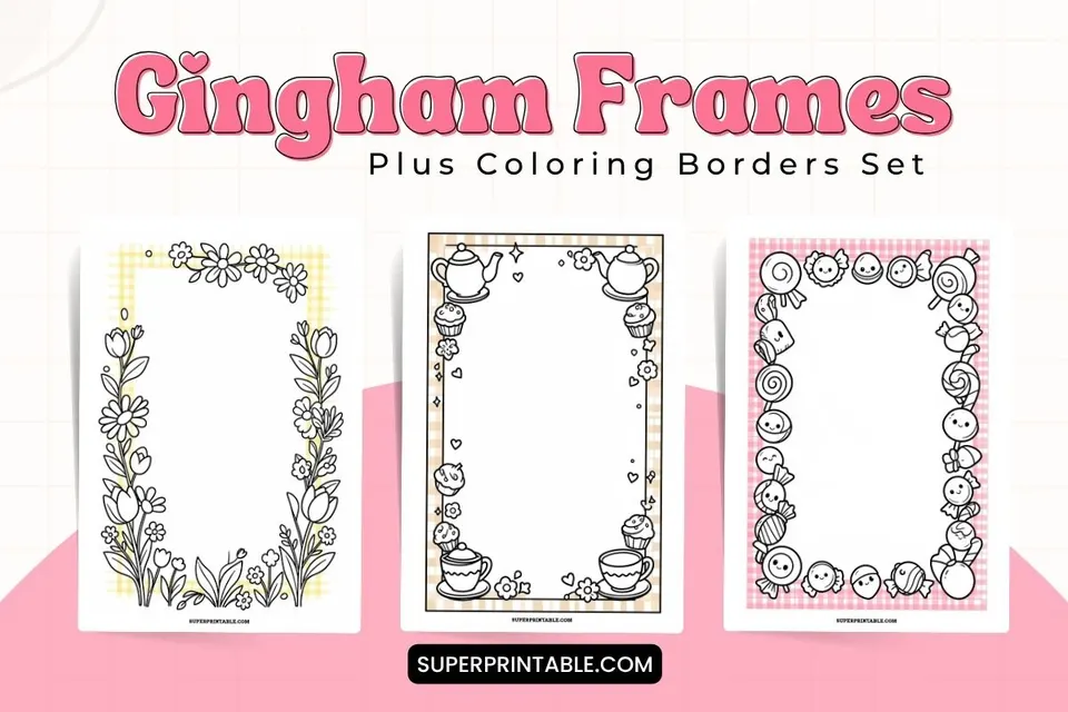 10+ Gingham Frames Plus Coloring Borders Feature Image