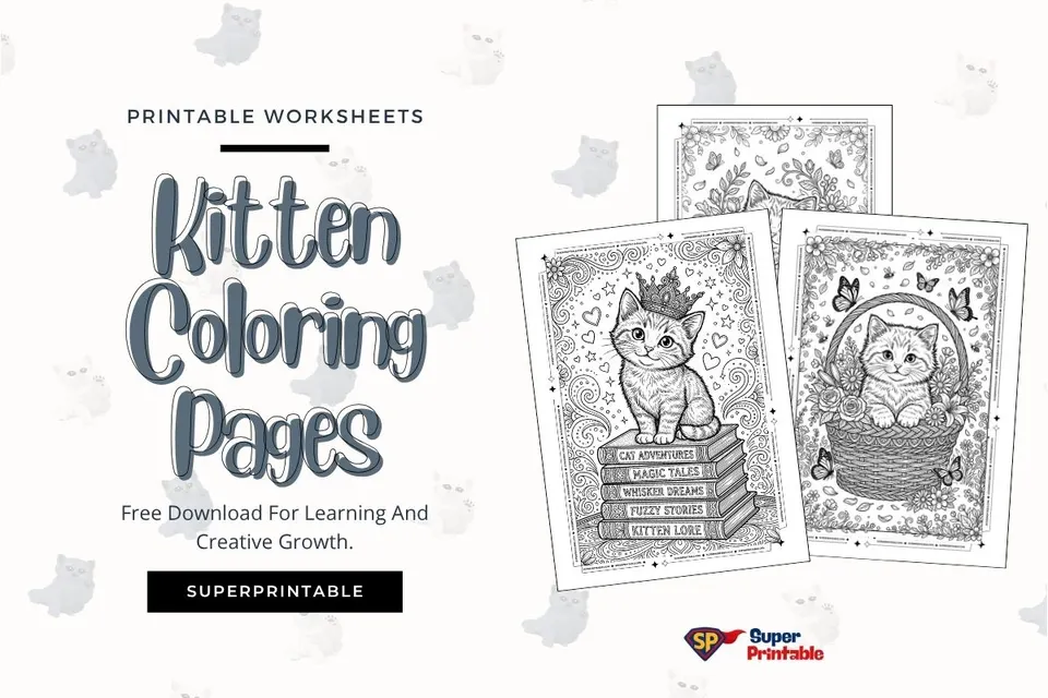 10 Kitten Coloring Pages Feature Image