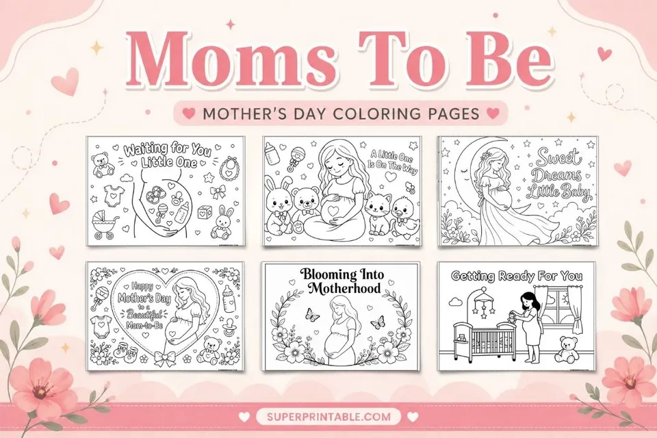 10+ Moms To Be Mother's Day Coloring Pages Feature Image