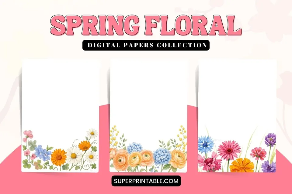10 Spring Floral Digital Papers Feature Image