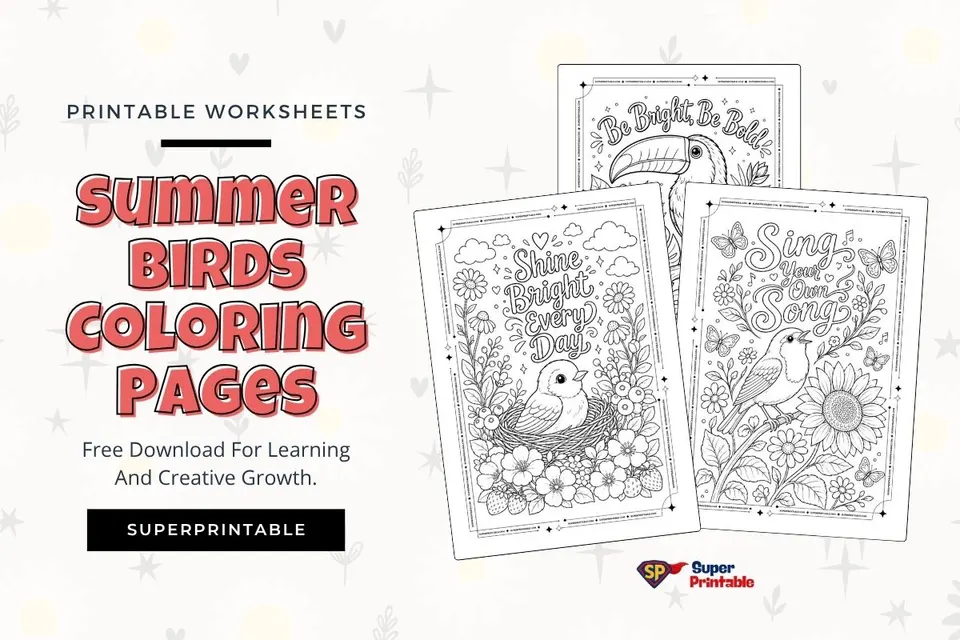 10+ Summer Birds Coloring Pages Feature Image