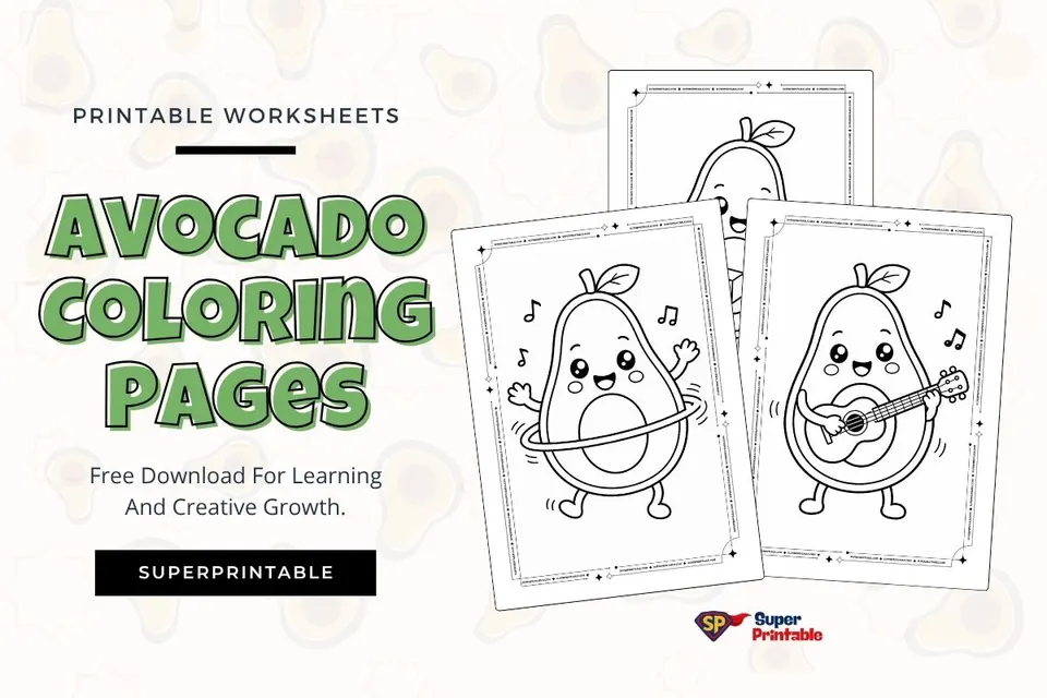 12+ Avocado Coloring Pages Feature Image