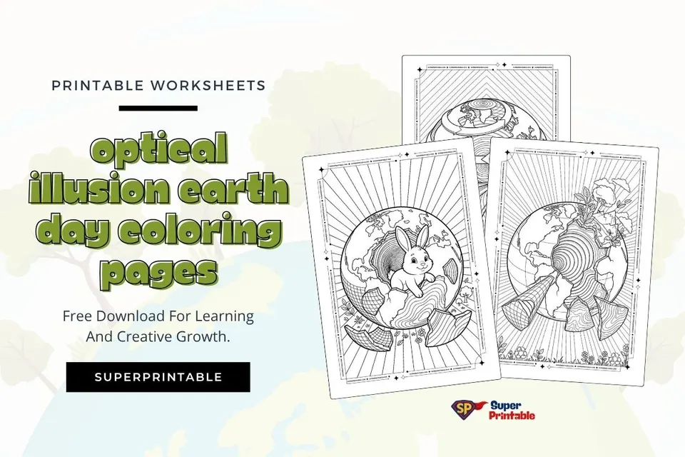 15+ Optical Illusion Earth Day Coloring Pages Feature Image