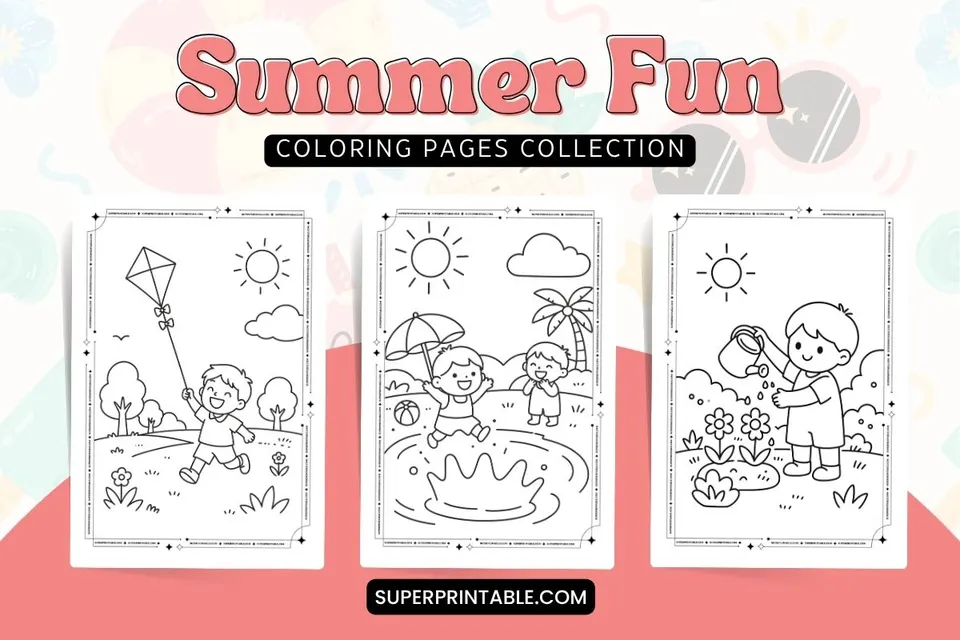 15+ Summer Fun Coloring Pages Feature Image