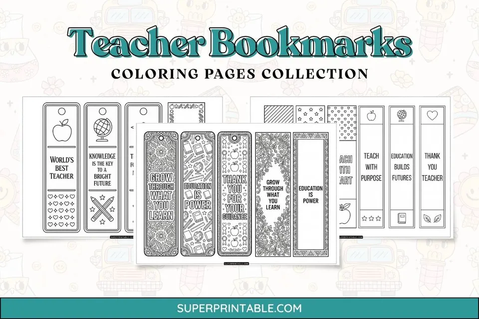 15+ Teacher Bookmarks Coloring Pages Feature Image