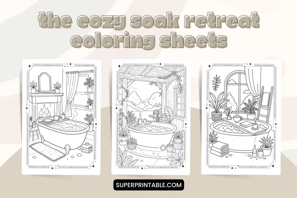15+ The Cozy Soak Retreat Coloring Sheets Feature Image