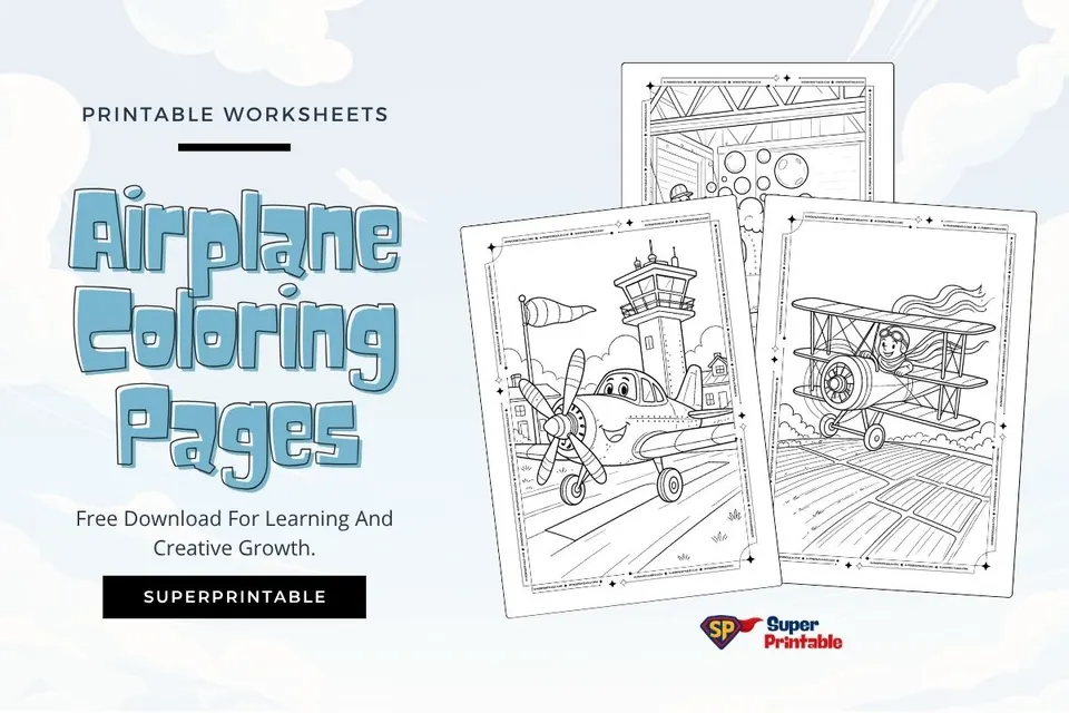18+ Airplane Coloring Pages Feature Image