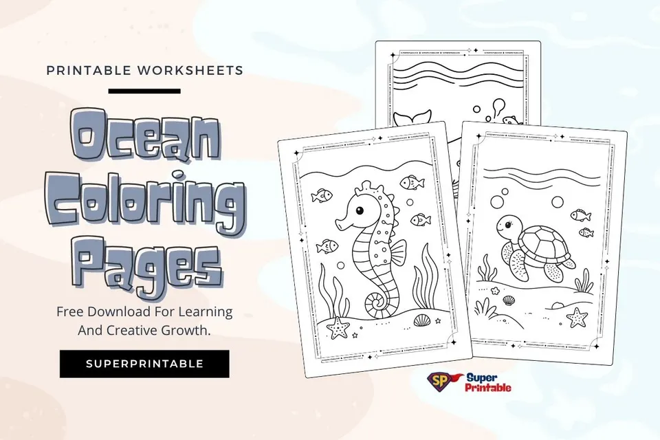 20 Ocean Coloring Pages Feature Image