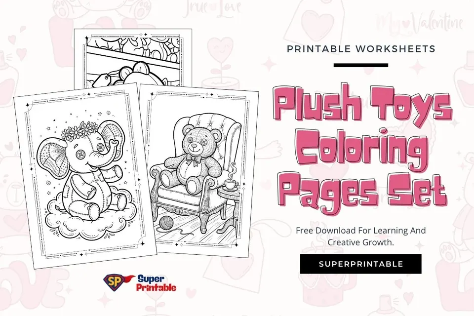 20 Plush Toys Coloring Pages Feature Image