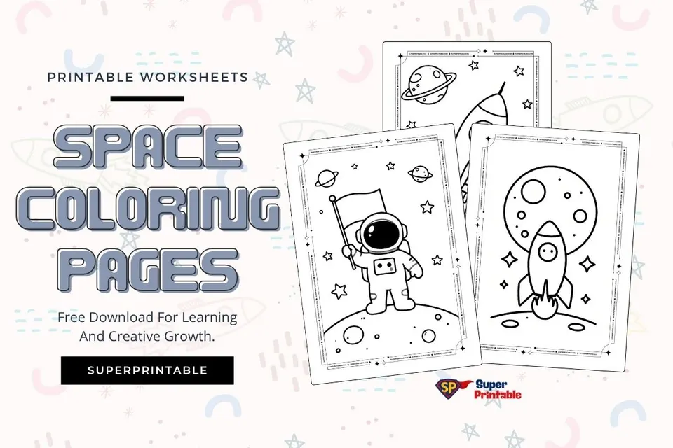 20 Space Coloring Pages Feature Image