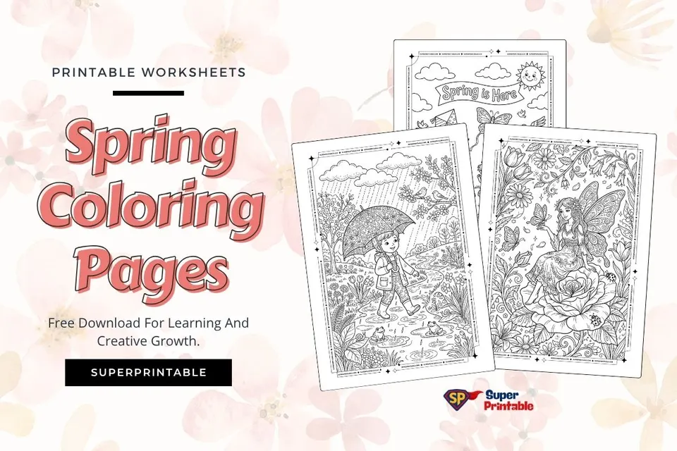 20 Spring Coloring Pages Feature Image