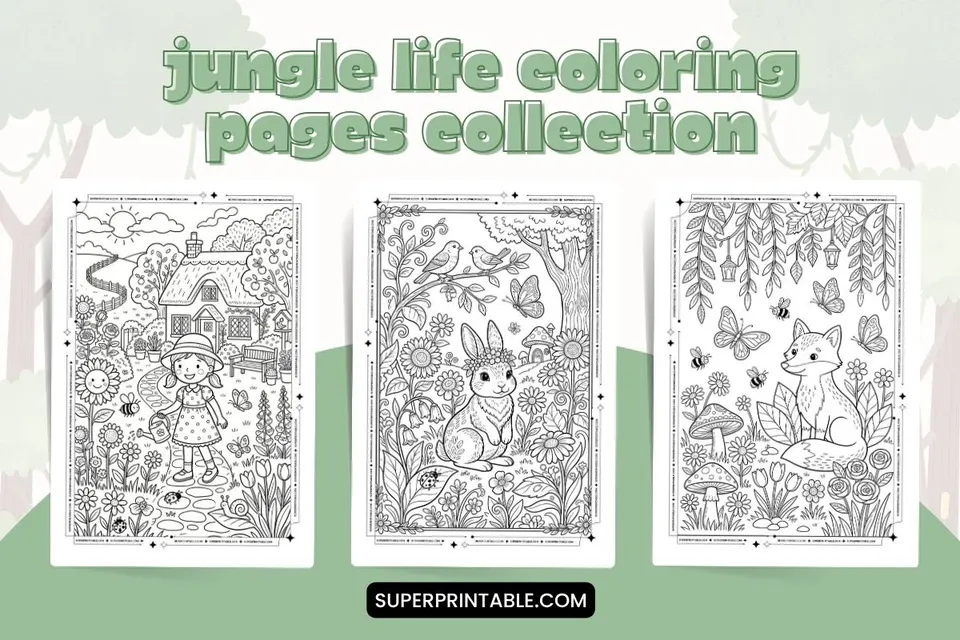 25+ Jungle Life Coloring Pages Feature Image