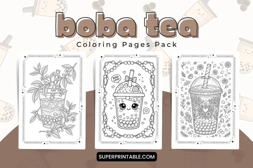 30+ Boba Tea Coloring Pages Feature Image