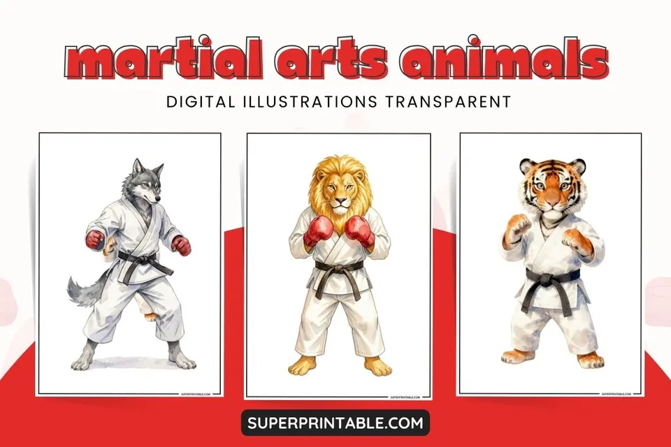 30 Martial Arts Animals Digital Illustrations Feature Image