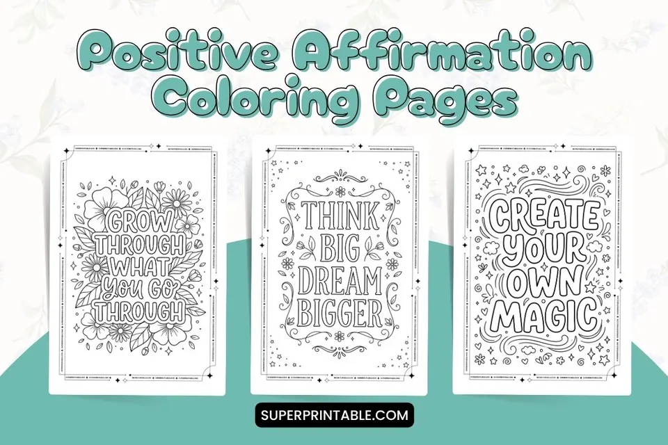 30 Positive Affirmation Coloring Pages Feature Image