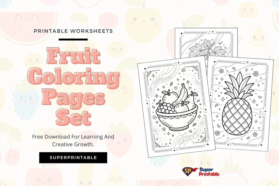 35+ Fruit Coloring Pages Set Feature Image