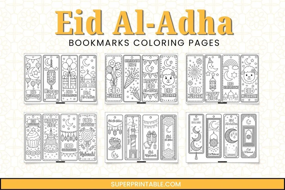38+ Eid Al-Adha Bookmarks Coloring Pages Feature Image