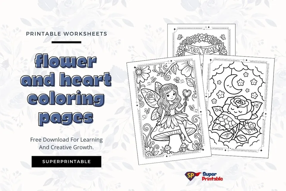38+ Flower and Heart Coloring Pages Feature Image