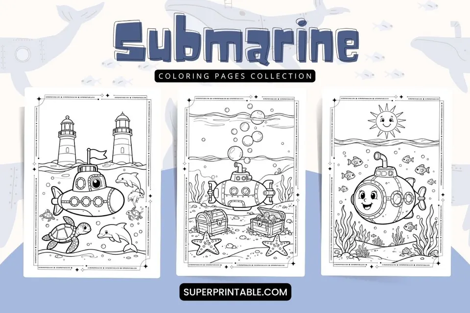 9 Submarine Coloring Pages Feature Image