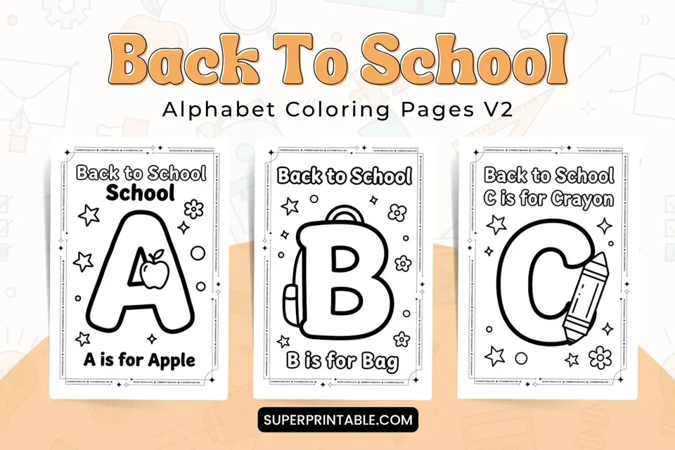 Back To School Alphabet Coloring Pages V2 Feature Image