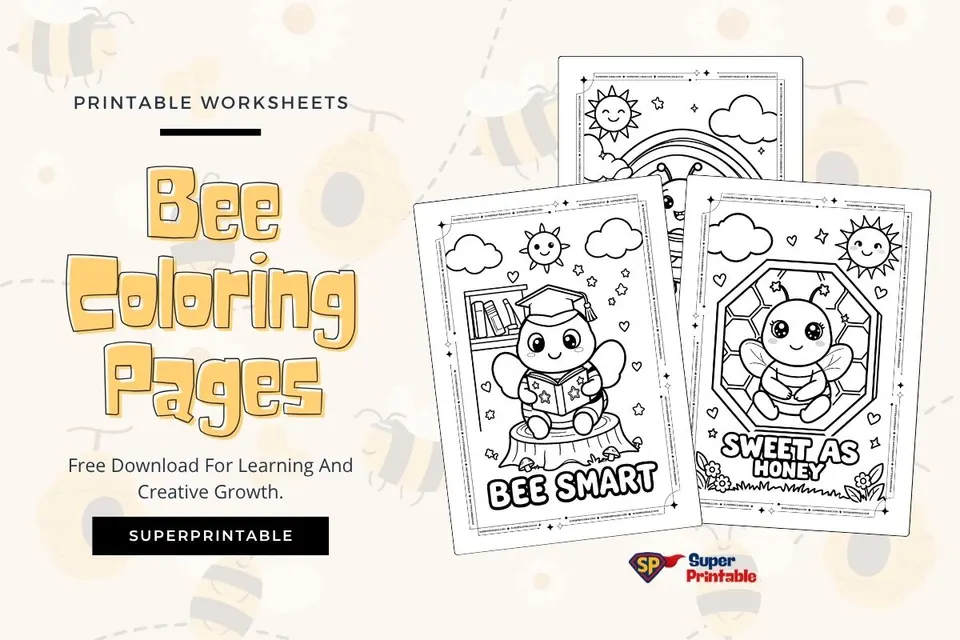 Bee Coloring Pages Feature Image