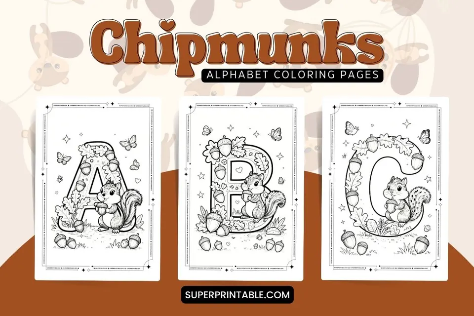 Chipmunks Alphabet Coloring Pages Feature Image