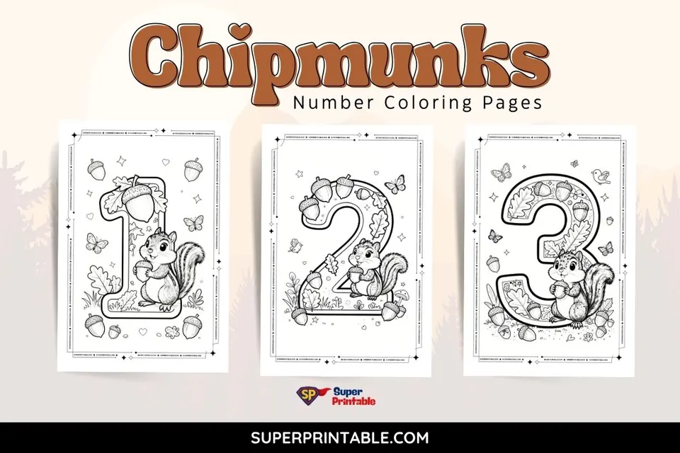 Chipmunks Number Coloring Pages Feature Image