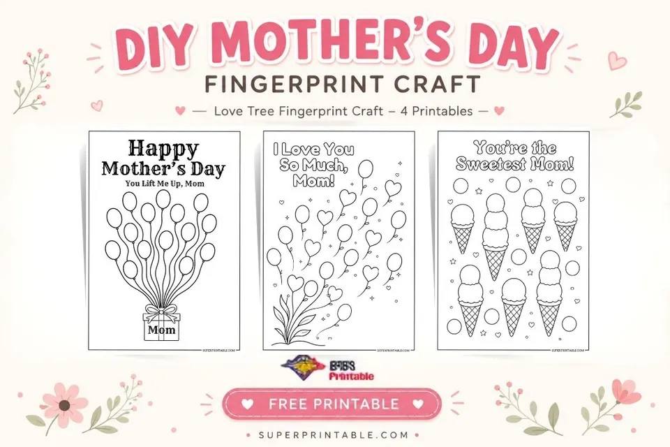 DIY Mother’s Day Love Tree Fingerprint Craft 4 Printables Feature Image