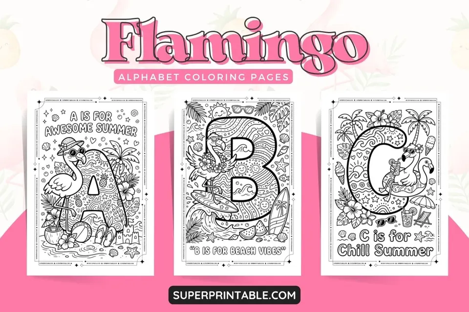 Flamingo Alphabet Coloring Pages