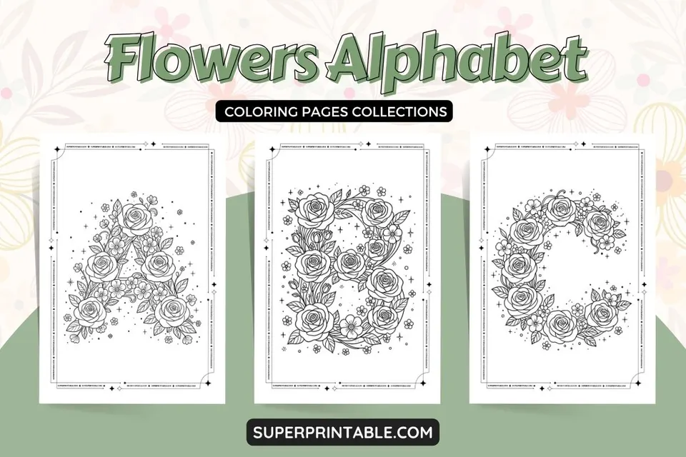 Flowers Alphabet Coloring Pages Collections Feature Image