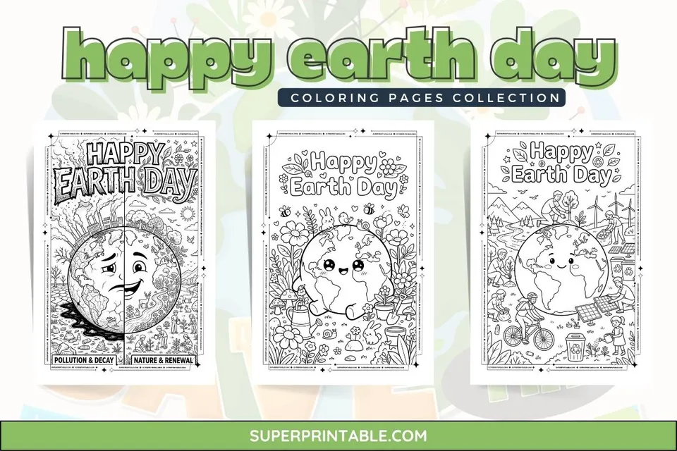 Happy Earth Day Coloring Pages Feature Image