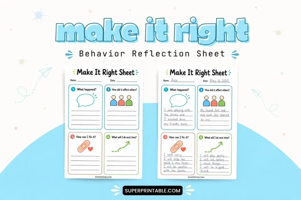 Make It Right Behavior Reflection Sheet Feature Image