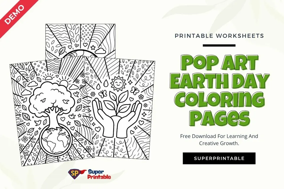 Pop Art Earth Day Coloring Pages Feature Image
