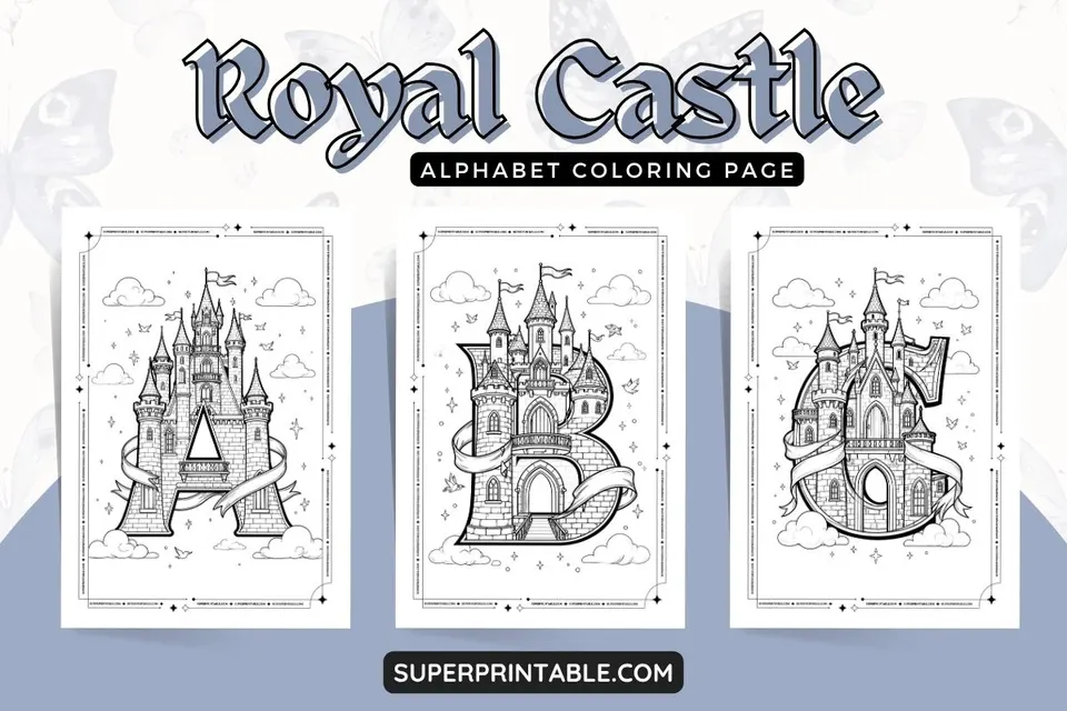 Royal Castle Alphabet Coloring Page Feature Image