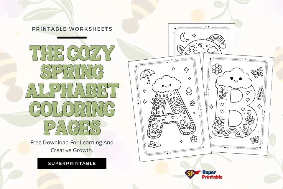 The Cozy Spring Alphabet Coloring Pages Feature Image