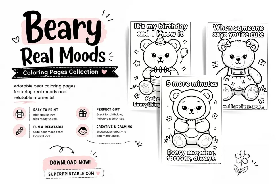 10+ Beary Real Moods Coloring Pages 