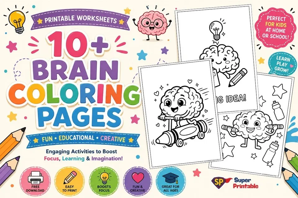 10+ Brain Coloring Pages Feature Image
