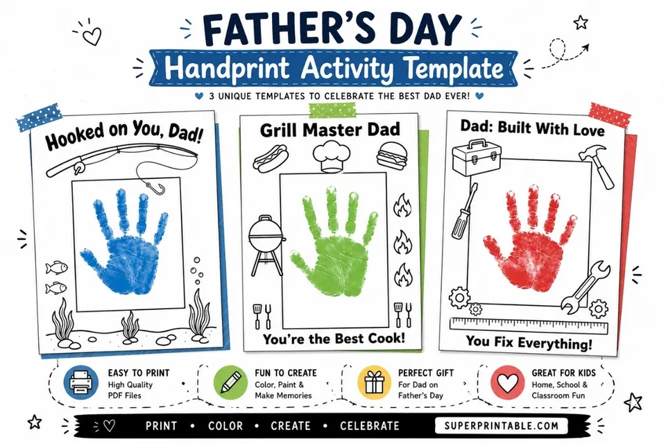 10+ Father's Day Handprint Activity Template Feature Image