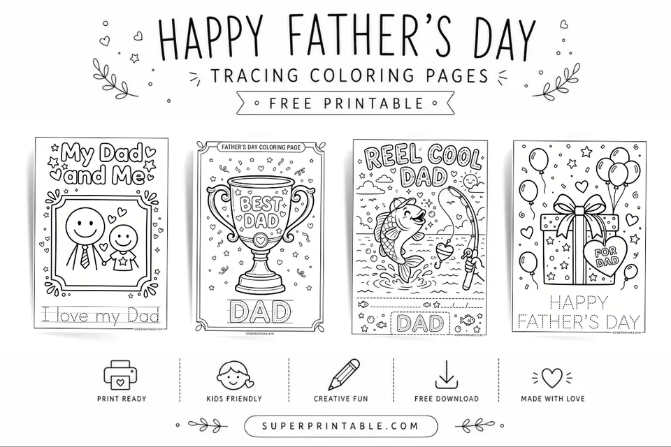 10+ Happy Father’s Day Tracing Coloring Pages Feature Image