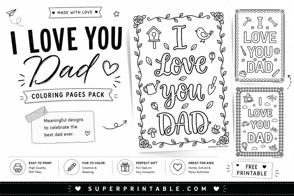 10+ I Love You Dad Coloring Pages Feature Image